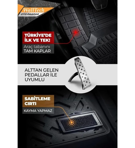 Dacia Duster 4X2 2018-2023 Uyumlu Havuzlu Oto Paspas A+ Siyah - Resim 3