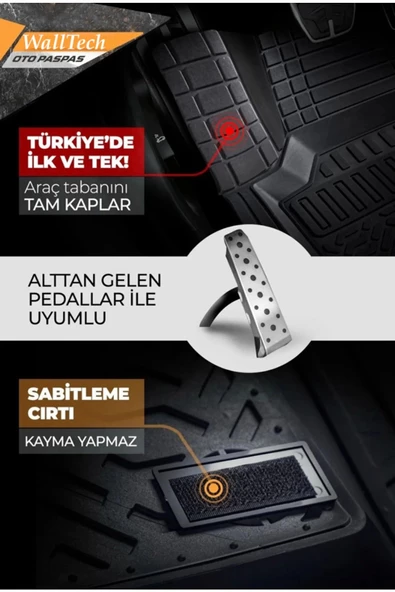 Renault Laguna 2 2001-2007 Uyumlu Havuzlu Oto Paspas A+ Gri - 3