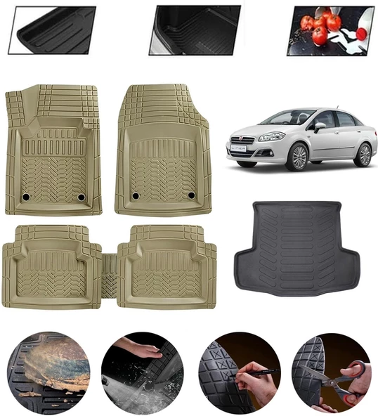 Fiat Linea Uyumlu Paspas Araca Özel Bagaj Havuzu MBS Bej ürün görseli 1