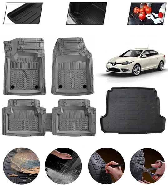 Renault Fluence Uyumlu Paspas Araca Özel Bagaj Havuzu MBS Gri ürün görseli 1