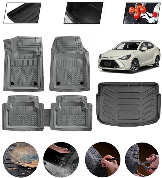 Toyota Yaris 2013-2020 Uyumlu Paspas Araca Özel Bagaj Havuzu MBS Gri ürün görseli 1