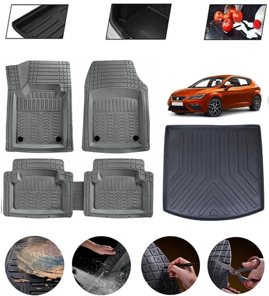 Seat Leon Station Wagon 2012-2020 Uyumlu Paspas Araca Özel Bagaj Havuzu MBS Gri ürün görseli 1