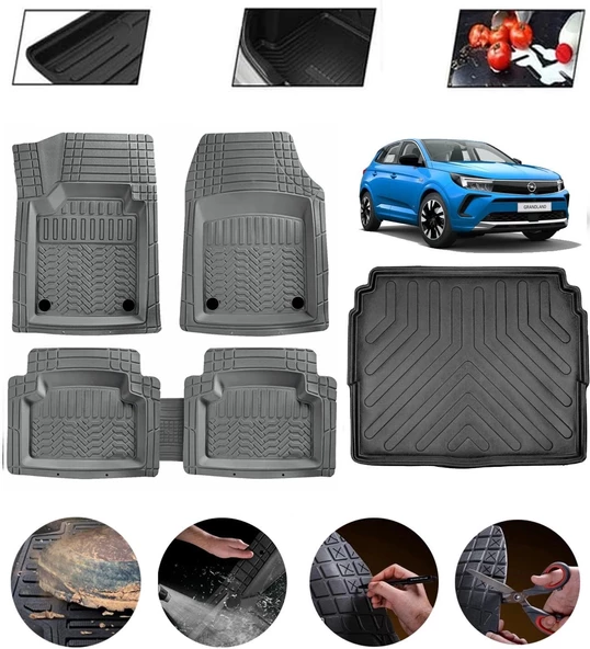 Opel Grandland 2017-2025 Ust Uyumlu Paspas Araca Özel Bagaj Havuzu MBS Gri ürün görseli 1