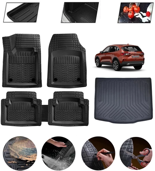 Ford Kuga 2019-2025 Uyumlu Paspas Araca Özel Bagaj Havuzu MBS Siyah ürün görseli 1