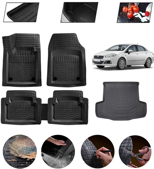 Fiat Linea Uyumlu Paspas Araca Özel Bagaj Havuzu MBS Siyah ürün görseli 1