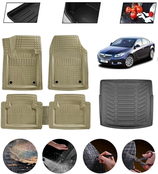 Opel Insignia 2008-2016 Sport Tourer Uyumlu Paspas Araca Özel Bagaj Havuzu MBS Bej ürün görseli 1