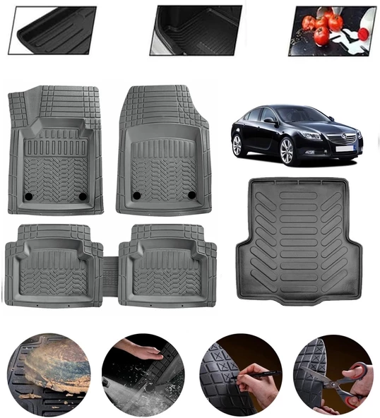 Opel Insignia 2017-2025 Uyumlu Paspas Araca Özel Bagaj Havuzu MBS Gri ürün görseli 1