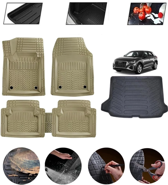 Audi Q2 2016-2025 Uyumlu Paspas Araca Özel Bagaj Havuzu MBS Bej ürün görseli 1