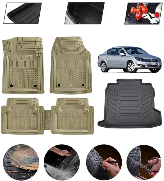 Opel Astra H 2004-2010 Sedan Uyumlu Paspas Araca Özel Bagaj Havuzu MBS Bej ürün görseli 1