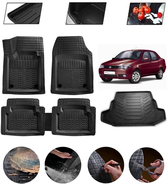 Fiat Albea Uyumlu Paspas Araca Özel Bagaj Havuzu MBS Siyah ürün görseli 1