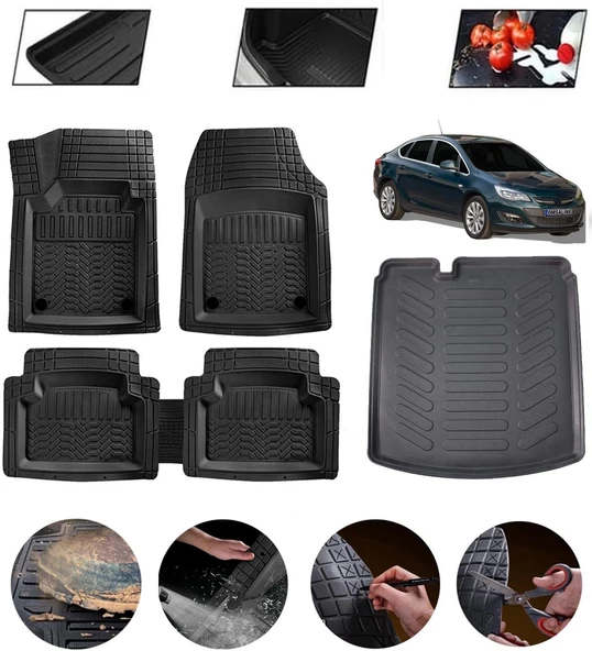 Opel Astra J Sedan 1,4 2019 Sonrası Uyumlu Paspas Araca Özel Bagaj Havuzu MBS Siyah ürün görseli 1