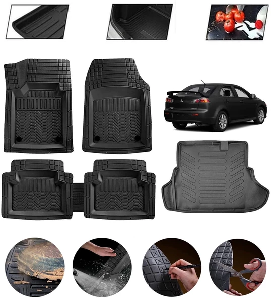 Mitsubishi Lancer 2008-2025 Uyumlu Paspas Araca Özel Bagaj Havuzu MBS Siyah ürün görseli 1