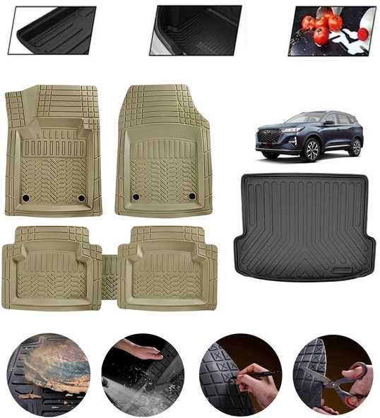 Chery Tiggo 7 Pro 2022-2026 Uyumlu Paspas Araca Özel Bagaj Havuzu MBS Bej ürün görseli 1