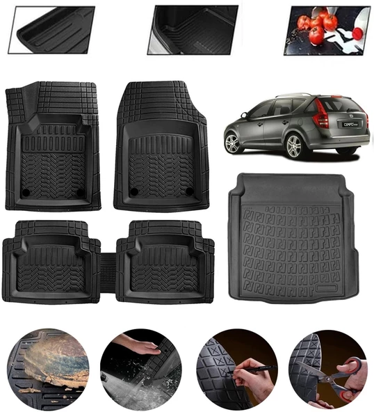 Kia Ceed 2006-2012 Station Wagon Uyumlu Paspas Araca Özel Bagaj Havuzu MBS Siyah ürün görseli 1