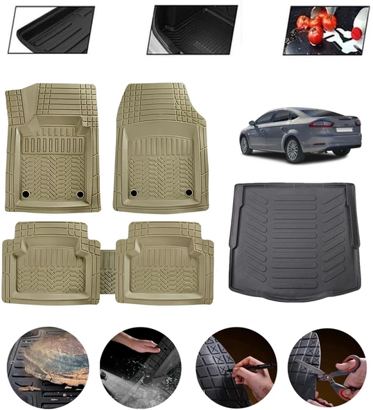 Ford Mondeo 2008-2017 Uyumlu Paspas Araca Özel Bagaj Havuzu MBS Bej ürün görseli 1