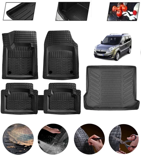 Opel Combo 2001-2011 Uyumlu Paspas Araca Özel Bagaj Havuzu MBS Siyah