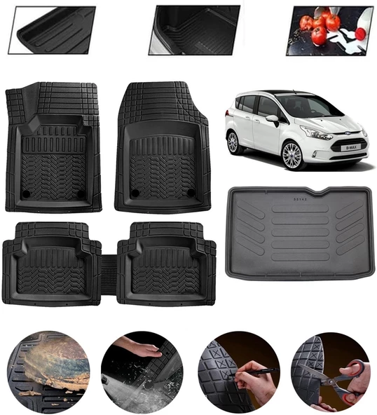 Ford B-Max Uyumlu Paspas Araca Özel Bagaj Havuzu MBS Siyah ürün görseli 1