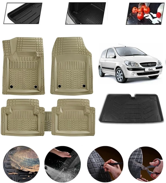 Hyundai Getz 2002 Sonrası Uyumlu Paspas Araca Özel Bagaj Havuzu MBS Bej ürün görseli 1