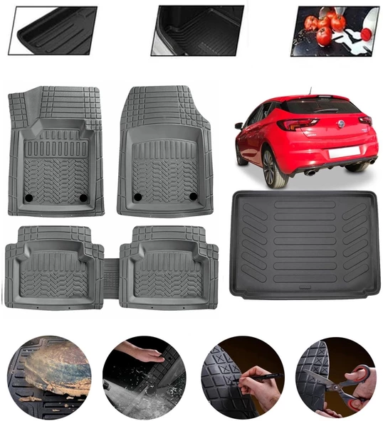 Opel Astra K 2015-2022 Uyumlu Paspas Araca Özel Bagaj Havuzu MBS Gri ürün görseli 1