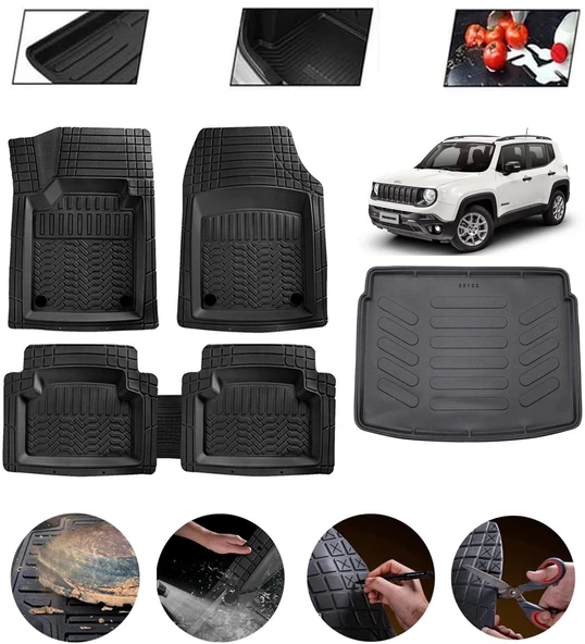 Jeep Renegade 2015 Sonrası Üst Uyumlu Paspas Araca Özel Bagaj Havuzu MBS Siyah ürün görseli 1