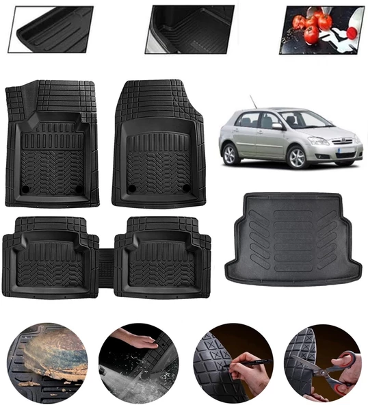 Toyota Corolla Hatchback 2002-2007  Uyumlu Paspas Araca Özel Bagaj Havuzu MBS Siyah ürün görseli 1