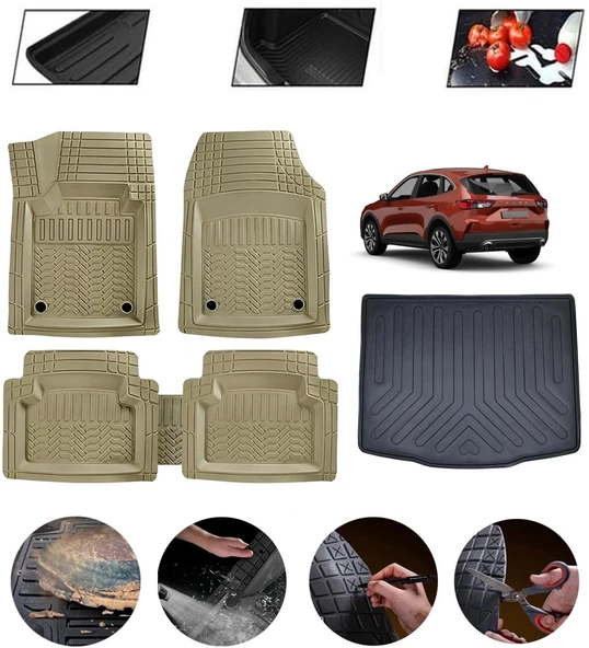 Ford Kuga 2019-2025 Uyumlu Paspas Araca Özel Bagaj Havuzu MBS Bej ürün görseli 1