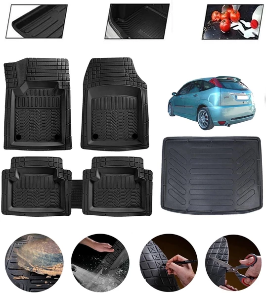 Ford Focus 1 Sedan Uyumlu Paspas Araca Özel Bagaj Havuzu MBS Siyah ürün görseli 1