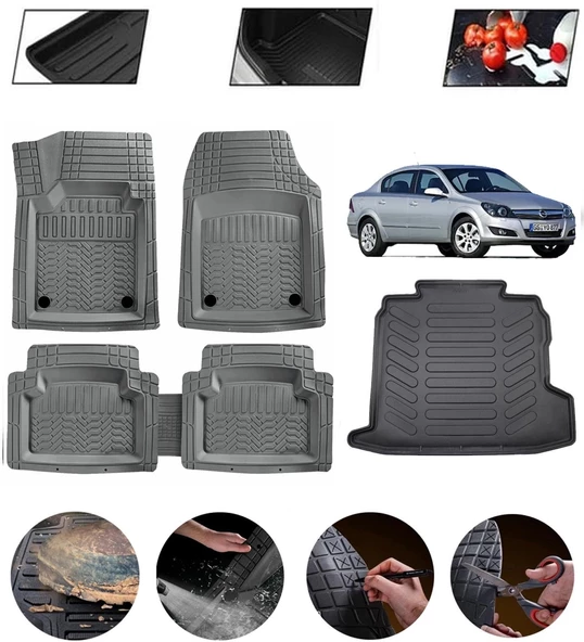 Opel Astra H 2004-2010 Sedan Uyumlu Paspas Araca Özel Bagaj Havuzu MBS Gri ürün görseli 1