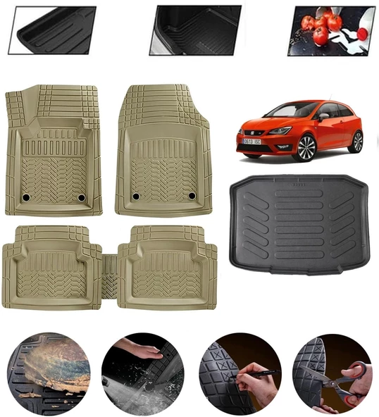 Seat İbiza Station Wagon 2008-2017 Uyumlu Paspas Araca Özel Bagaj Havuzu MBS Bej ürün görseli 1