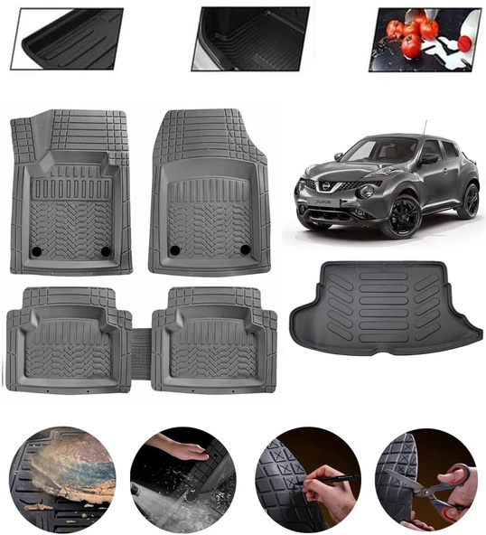 Nissan Juke 2010-2015 Uyumlu Paspas Araca Özel Bagaj Havuzu MBS Gri ürün görseli 1