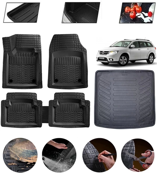 Fiat Freemont 2011-2016 Uyumlu Paspas Araca Özel Bagaj Havuzu MBS Siyah ürün görseli 1