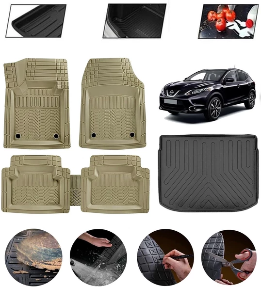 Nissan Qashqai 2022-2026 Ust Uyumlu Paspas Araca Özel Bagaj Havuzu MBS Bej