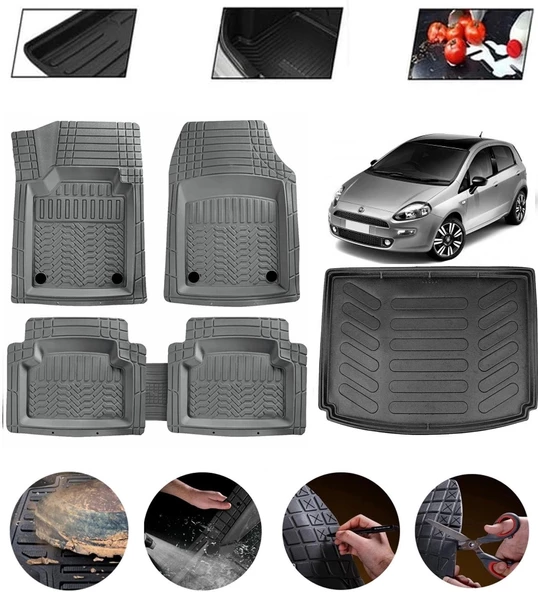 Fiat Punto Uyumlu Paspas Araca Özel Bagaj Havuzu MBS Gri ürün görseli 1