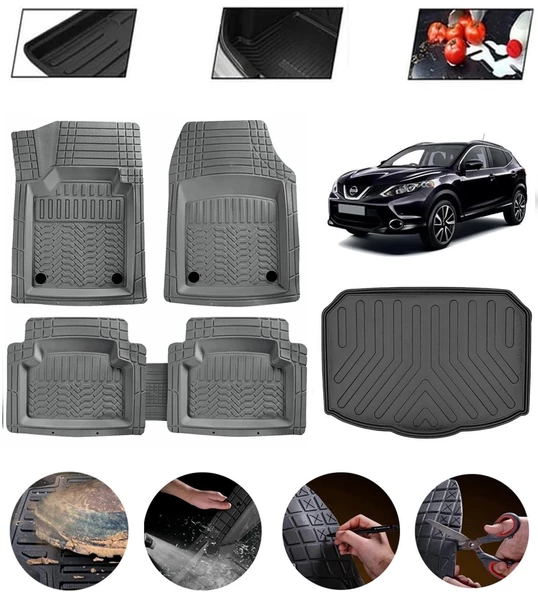 Nissan Qashqai 2022-2026 Alt Uyumlu Paspas Araca Özel Bagaj Havuzu MBS Gri ürün görseli 1