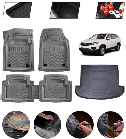 Kia Sorento 2006-2012 Uyumlu Paspas Araca Özel Bagaj Havuzu MBS Gri ürün görseli 1