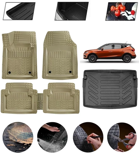 Seat Arona Ust Uyumlu Paspas Araca Özel Bagaj Havuzu MBS Bej ürün görseli 1