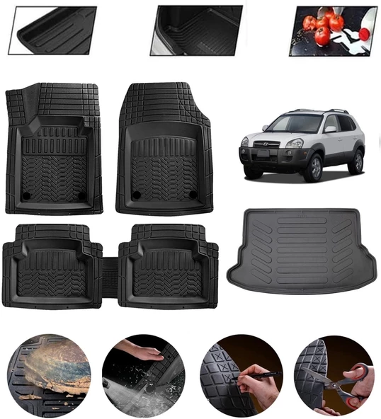 Hyundai Tucson 2005-2010 Uyumlu Paspas Araca Özel Bagaj Havuzu MBS Siyah ürün görseli 1