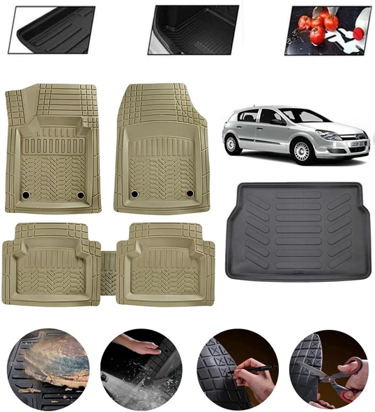 Opel Astra H 2004-2010 Hatchback Uyumlu Paspas Araca Özel Bagaj Havuzu MBS Bej ürün görseli 1