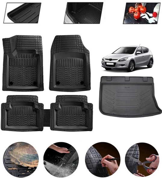 Hyundai i30 2008-2011 Uyumlu Paspas Araca Özel Bagaj Havuzu MBS Siyah ürün görseli 1