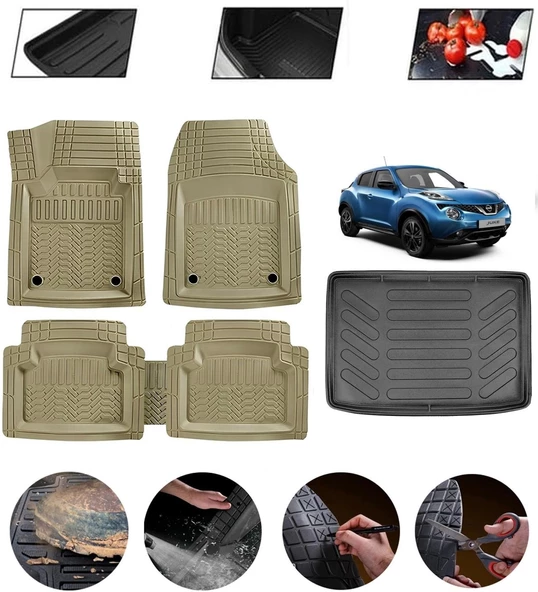 Nissan Juke 2021-2026 Ust Uyumlu Paspas Araca Özel Bagaj Havuzu MBS Bej ürün görseli 1