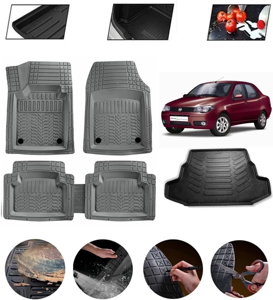 Fiat Albea Uyumlu Paspas Araca Özel Bagaj Havuzu MBS Gri ürün görseli 1