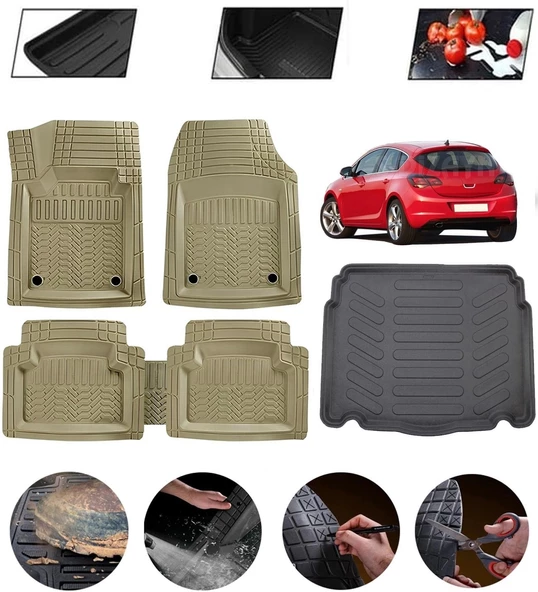 Opel Astra J Hatcback 2010 Sonrası Uyumlu Paspas Araca Özel Bagaj Havuzu MBS Bej ürün görseli 1