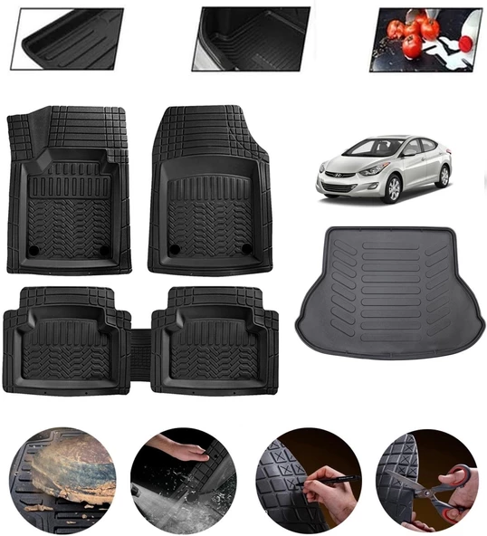 Hyundai Elantra 2011-2015 Uyumlu Paspas Araca Özel Bagaj Havuzu MBS Siyah ürün görseli 1