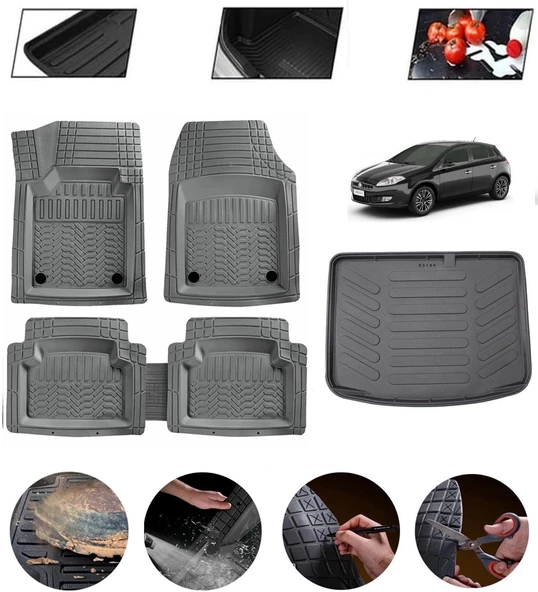 Fiat Bravo Uyumlu Paspas Araca Özel Bagaj Havuzu MBS Gri ürün görseli 1