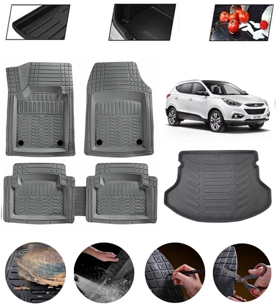 Hyundai İx35 Uyumlu Paspas Araca Özel Bagaj Havuzu MBS Gri ürün görseli 1