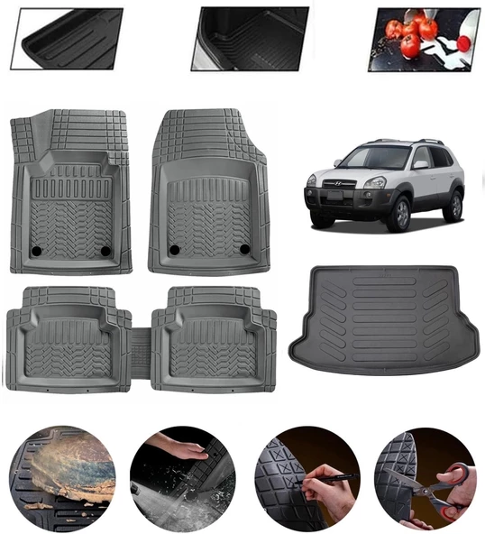 Hyundai Tucson 2005-2010 Uyumlu Paspas Araca Özel Bagaj Havuzu MBS Gri ürün görseli 1