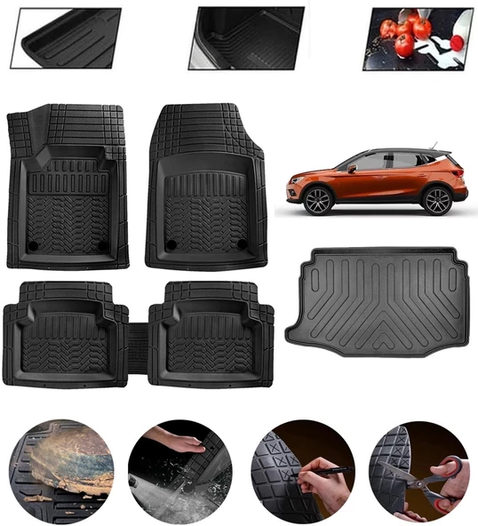 Seat Arona Alt Uyumlu Paspas Araca Özel Bagaj Havuzu MBS Siyah
