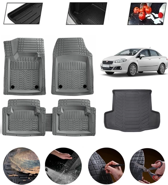 Fiat Linea Uyumlu Paspas Araca Özel Bagaj Havuzu MBS Gri ürün görseli 1