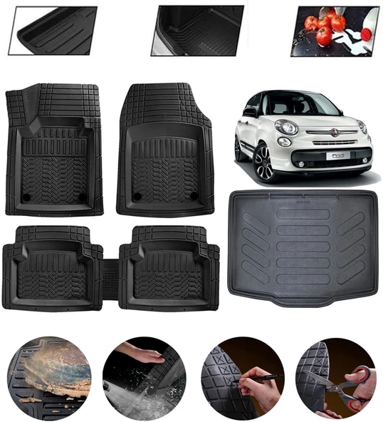 Fiat 500L Uyumlu Paspas Araca Özel Bagaj Havuzu MBS Siyah ürün görseli 1