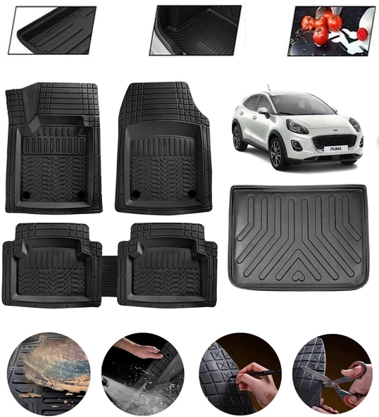Ford Puma 2019-2025 Ust Uyumlu Paspas Araca Özel Bagaj Havuzu MBS Siyah
